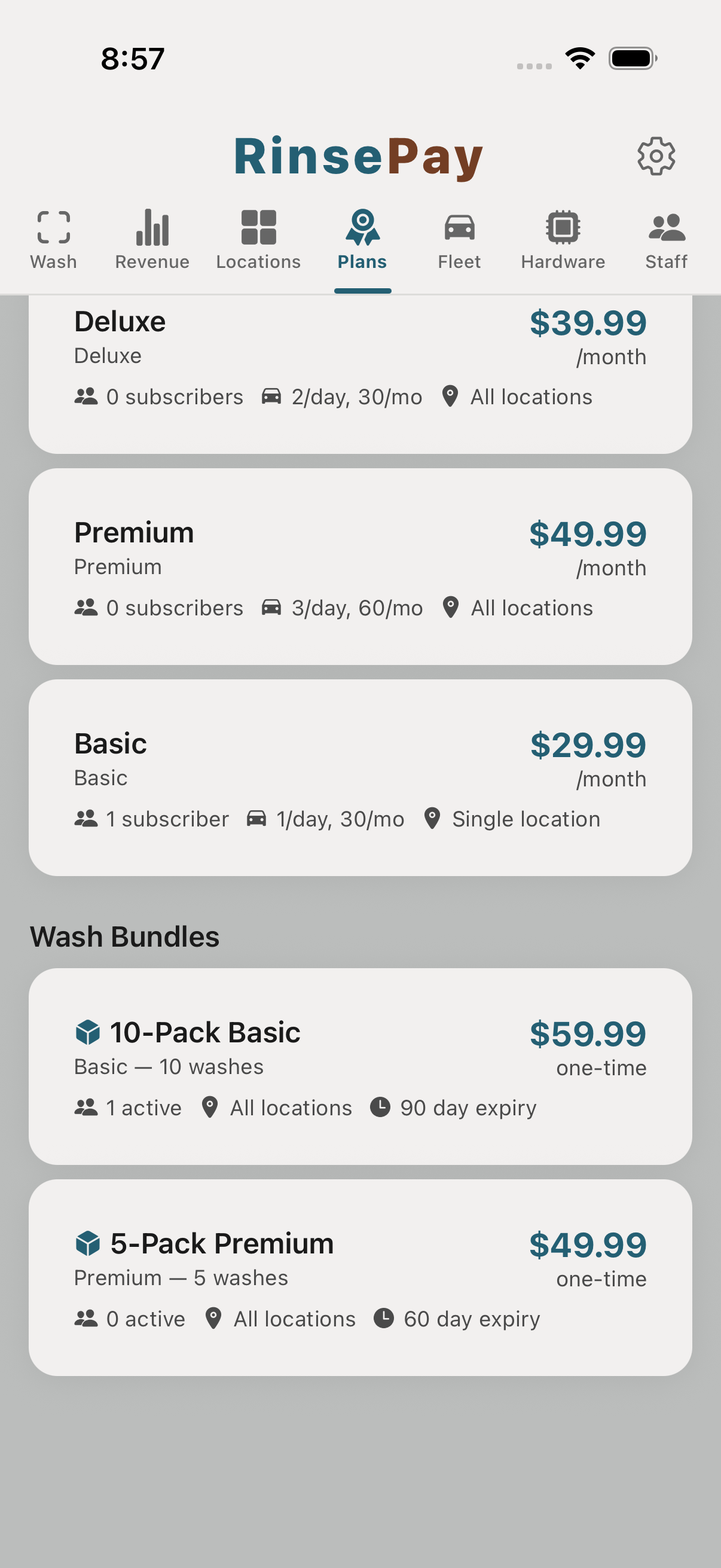 Bundles main list page.