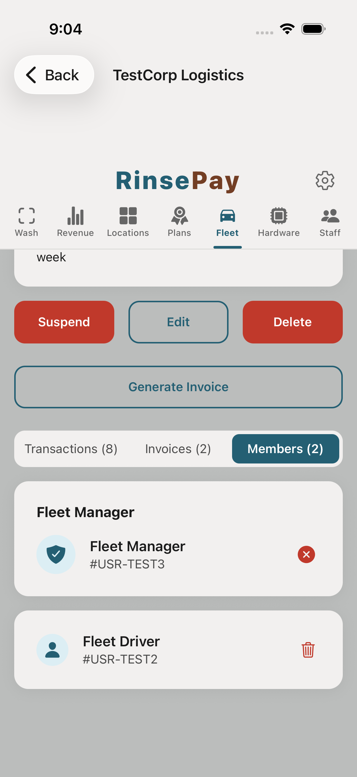 Search + add fleet manager by email.